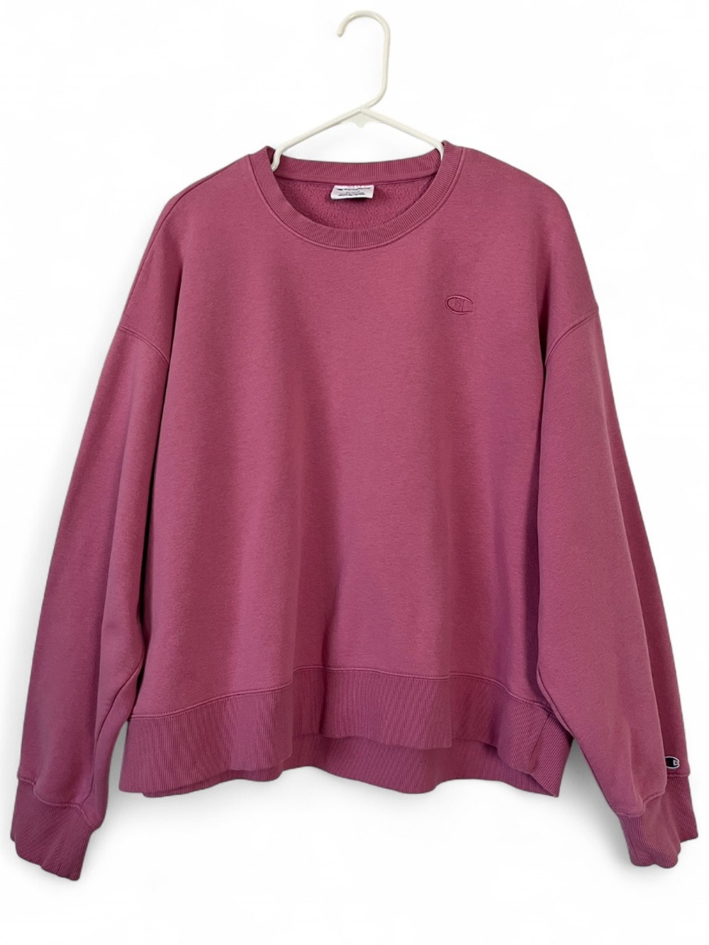 Champion Women’s Pullover Sweatshirt Crew Neck XL Pink Cozy Relaxed Fit Sweater